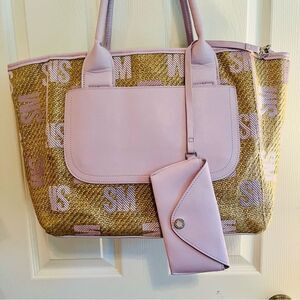 Steve Madden Lavender and Tan Tote Bag